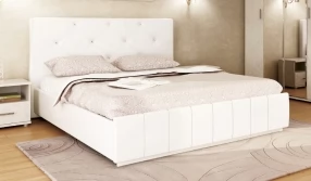 Кровать Лина без основания Экокожа, 140х200 (белая)